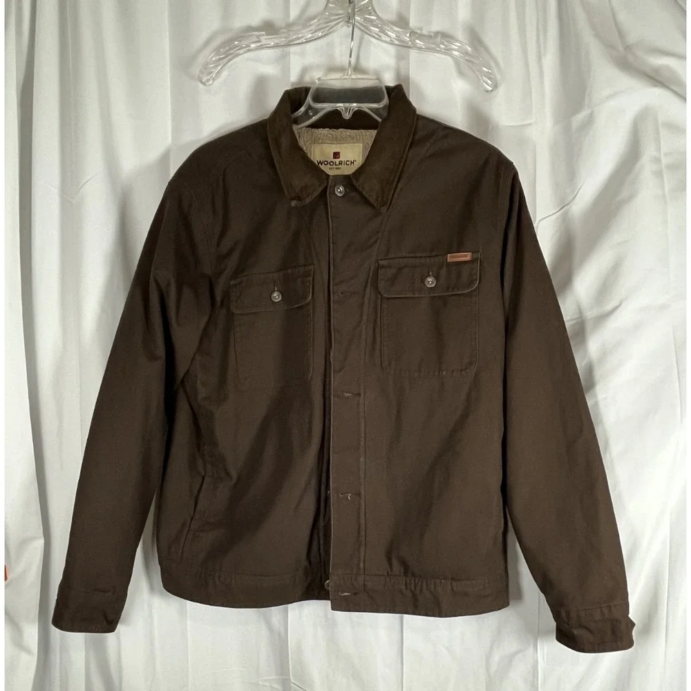 Woolrich Brown Canvas Sherpa‎ Lined Chore Rancher Barn Coat Mens Large
